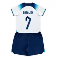 Fotbalové Dres Anglie Jack Grealish #7 Dětské Domácí MS 2022 Krátký Rukáv (+ trenýrky)